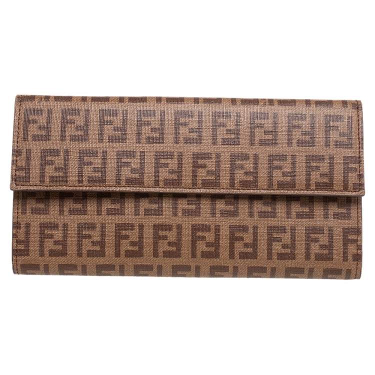 مملوكة مسبقًا Fendi Brown Zucchino Coated Canvas Forever Continental Wallet