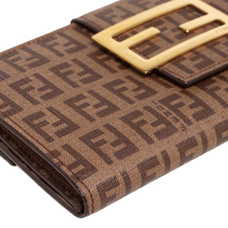 مملوكة مسبقًا Fendi Brown Zucchino Coated Canvas Forever Continental Wallet