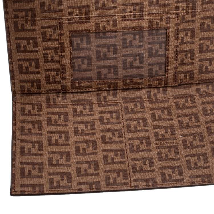 مملوكة مسبقًا Fendi Brown Zucchino Coated Canvas Forever Continental Wallet