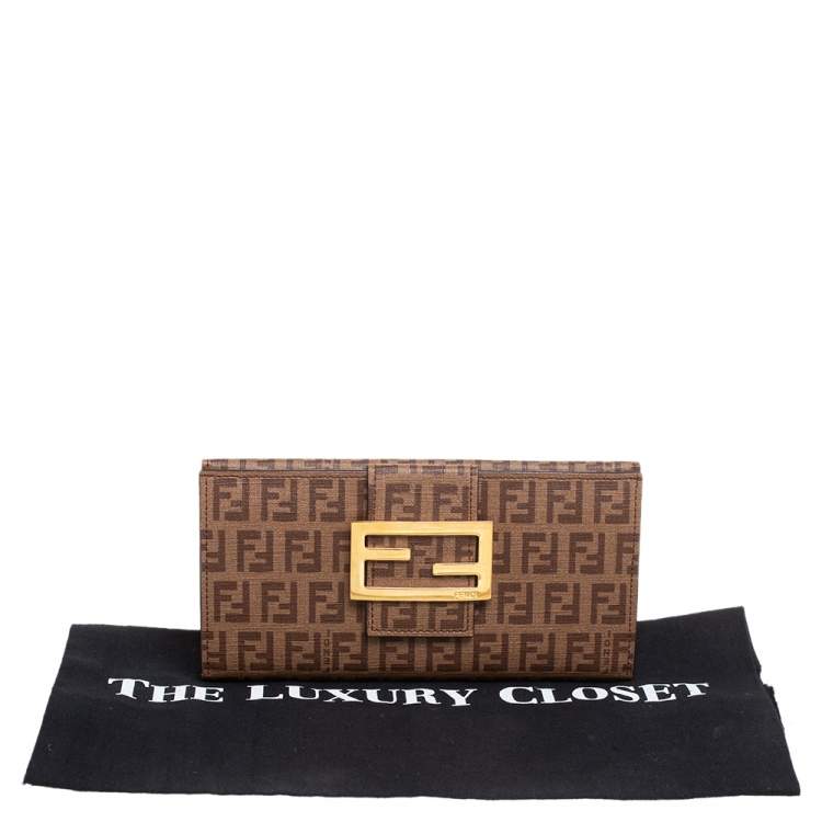 مملوكة مسبقًا Fendi Brown Zucchino Coated Canvas Forever Continental Wallet