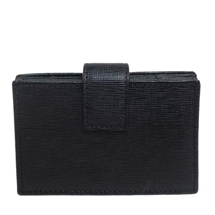 Pre Owned Fendi Black Leather Elite Card Holder