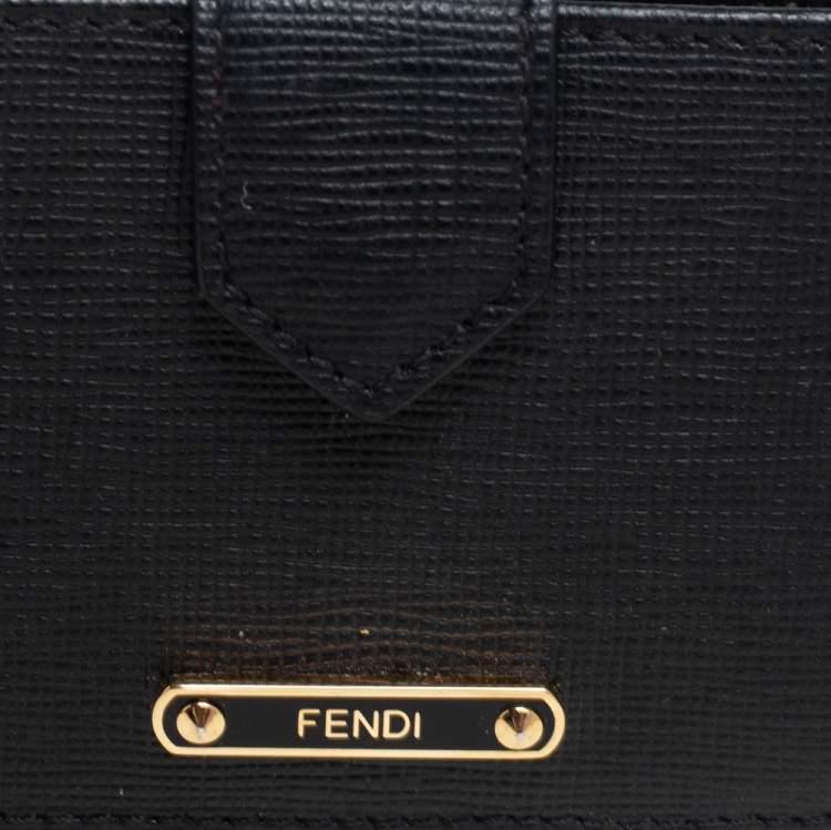 Pre Owned Fendi Black Leather Elite Card Holder