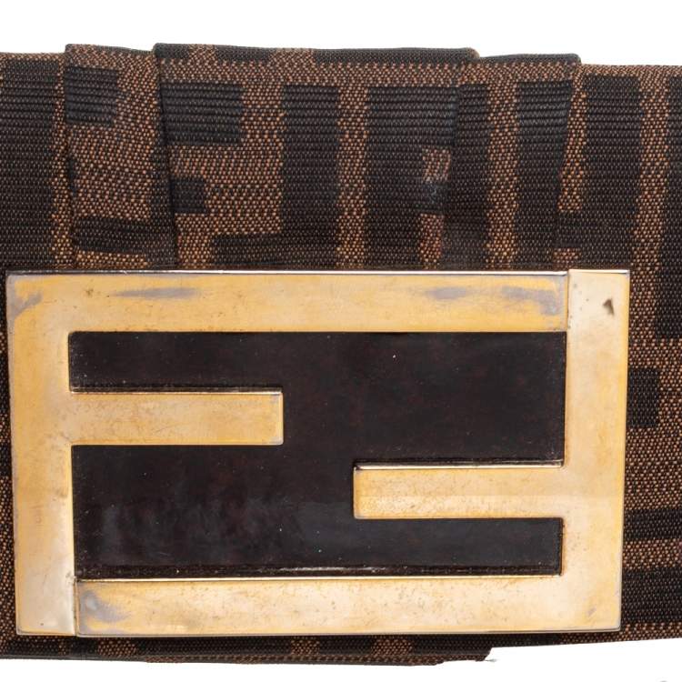 Pre Owned Fendi Tobacco Zucca Canvas Mia Continental Wallet