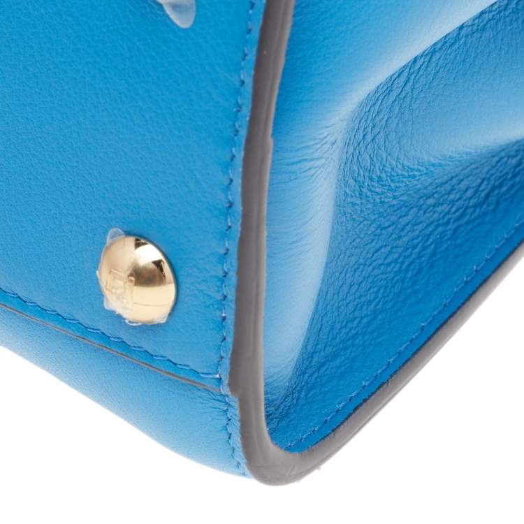 Pre Owned Fendi Two Tone Blue Leather Mini Peekaboo Top Handle Bag