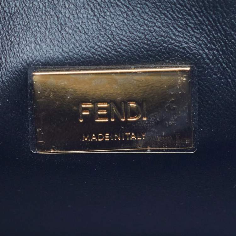 Pre Owned Fendi Two Tone Blue Leather Mini Peekaboo Top Handle Bag