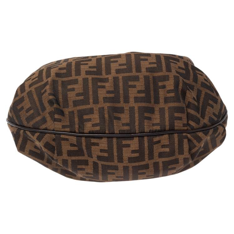Pre Owned Fendi Tobacco Zucca Canvas Chef Chain Hobo