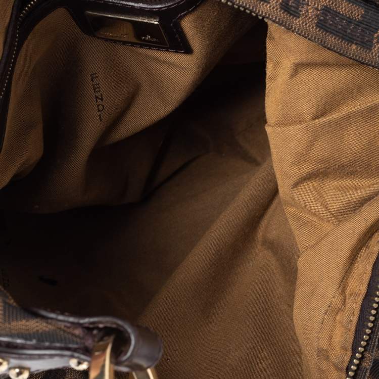 Pre Owned Fendi Tobacco Zucca Canvas Chef Chain Hobo