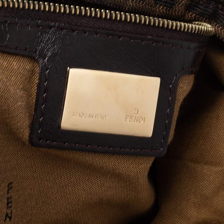 Pre Owned Fendi Tobacco Zucca Canvas Chef Chain Hobo