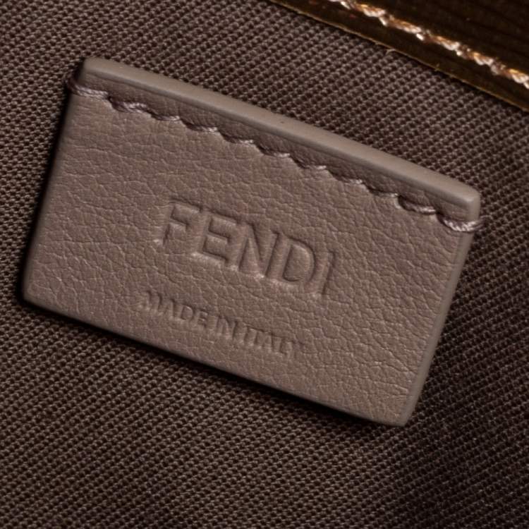 Pre Owned Fendi Gold Laminated Leather Tube On Chain Wallet