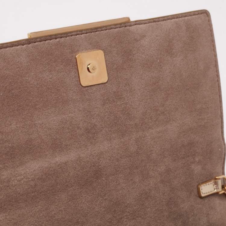 Pre Owned Fendi Gold Laminated Leather Tube On Chain Wallet