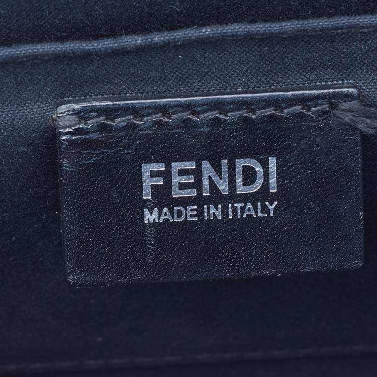Pre Owned Fendi Black/Metallic Silver Textured Leather Small Demi Jour Top Handle Bag