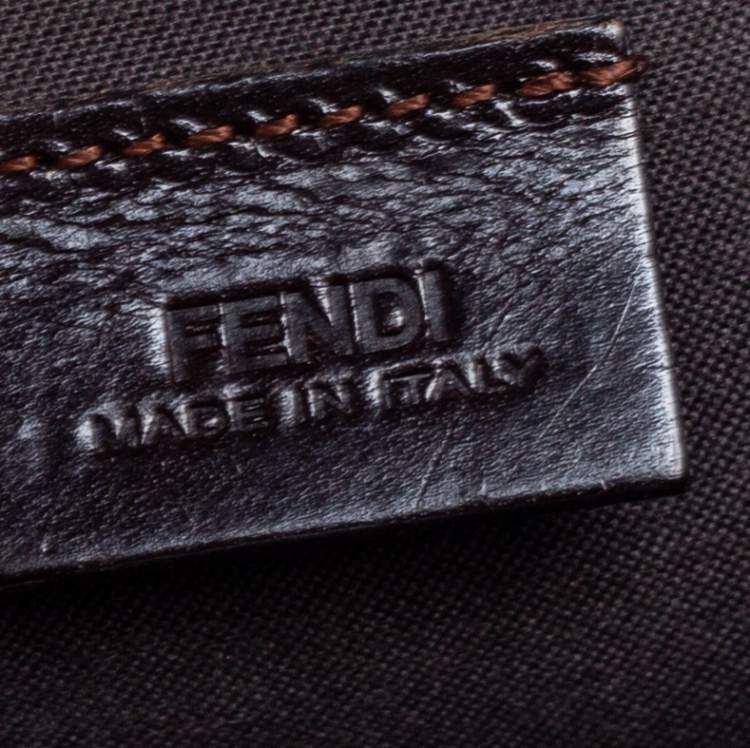 Pre Owned Fendi Brown/Beige Zucchino Coated Canvas Zip Around Wallet 