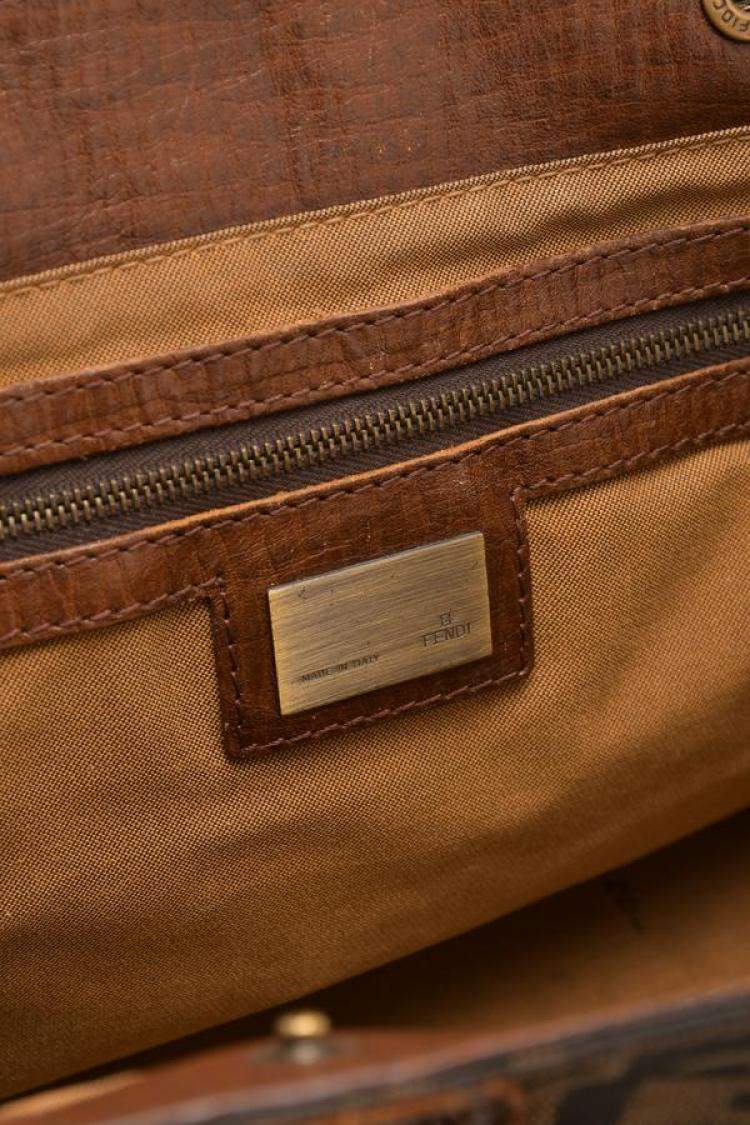 Pre Owned Fendi Brown Zucca Canvas De Jour Bag