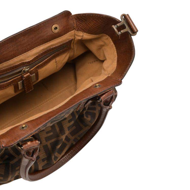 Pre Owned Fendi Brown Zucca Canvas De Jour Bag