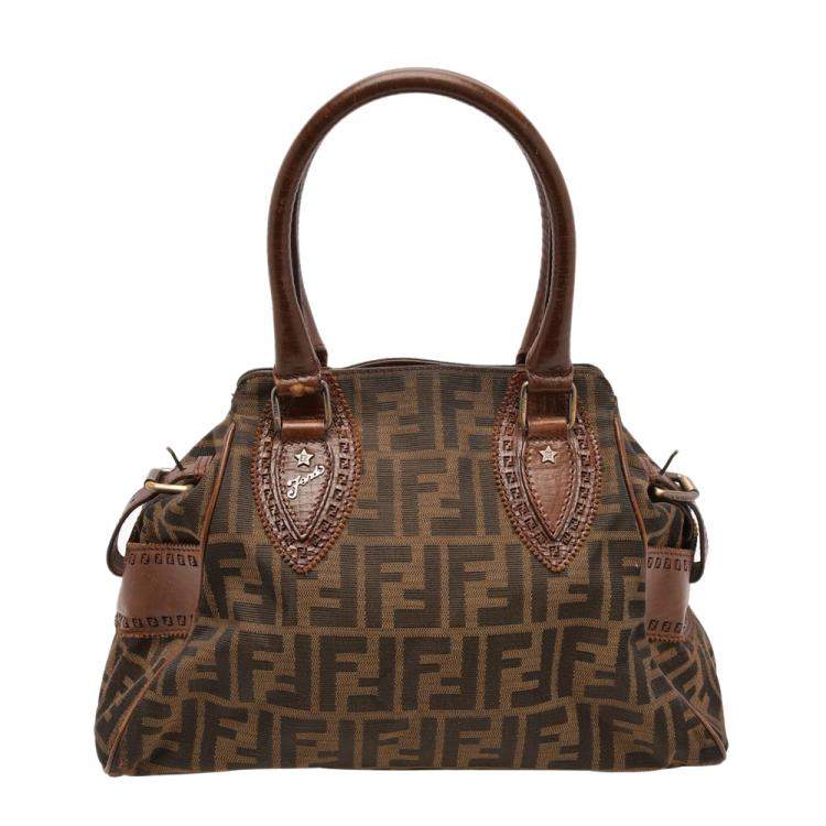 Pre Owned Fendi Brown Zucca Canvas De Jour Bag