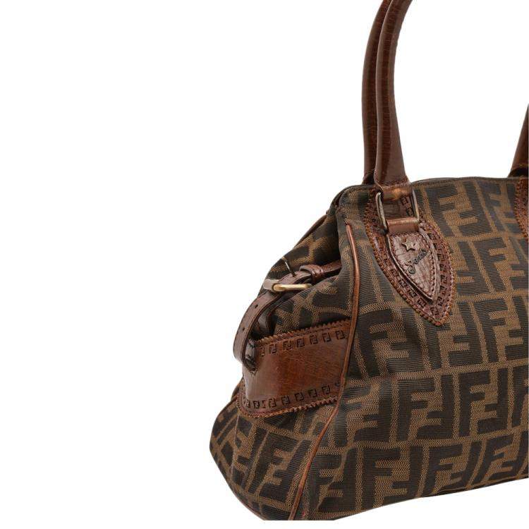 Pre Owned Fendi Brown Zucca Canvas De Jour Bag