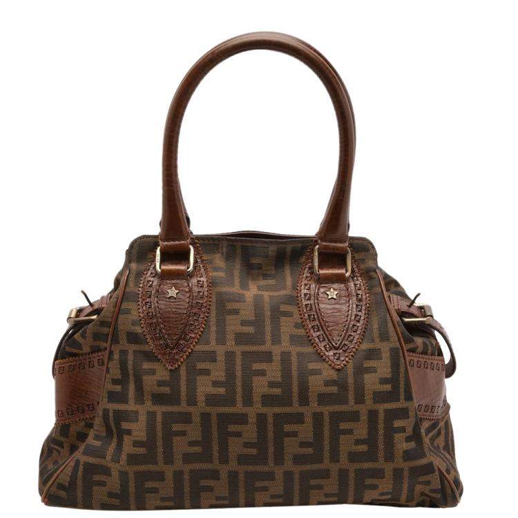 Pre Owned Fendi Brown Zucca Canvas De Jour Bag