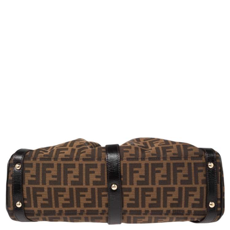 Pre Owned Fendi Tobacco Zucca Canvas Medium Magic Bag