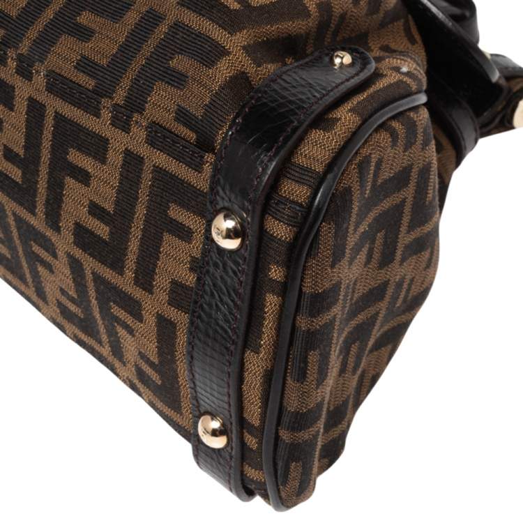 Pre Owned Fendi Tobacco Zucca Canvas Medium Magic Bag