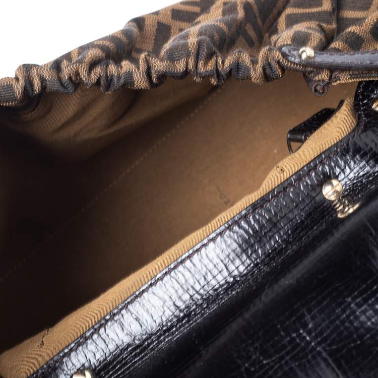 Pre Owned Fendi Tobacco Zucca Canvas Medium Magic Bag