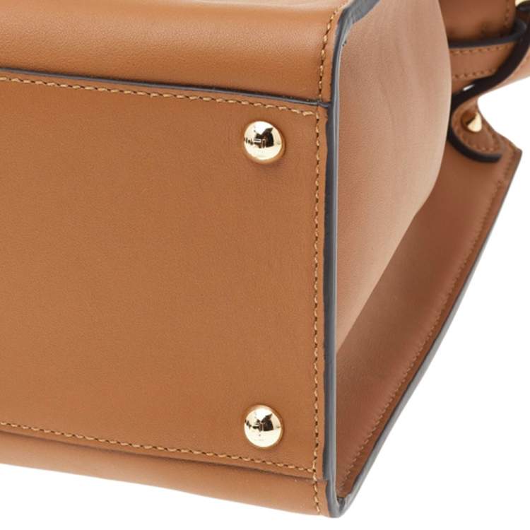 Pre Owned Fendi Tan Leather Medium Peekaboo X-Lite Top Handle Bag