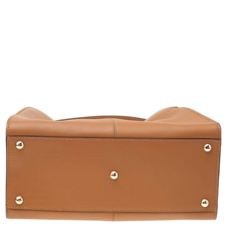 Pre Owned Fendi Tan Leather Medium Peekaboo X-Lite Top Handle Bag