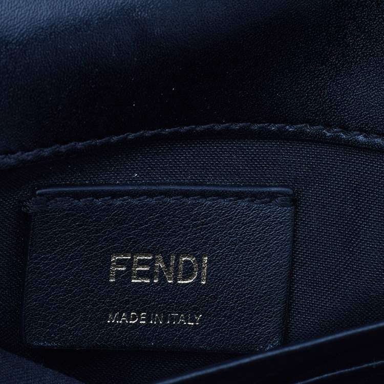 Pre Owned Fendi Black Leather Kan I F Wallet On Chain Clutch