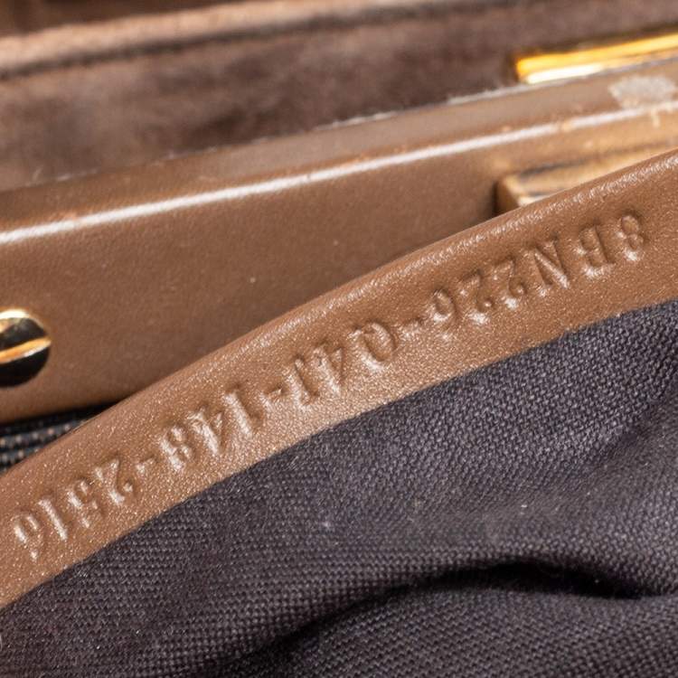 Pre Owned Fendi Dark Brown Leather Medium Peekaboo Top Handle Bag
