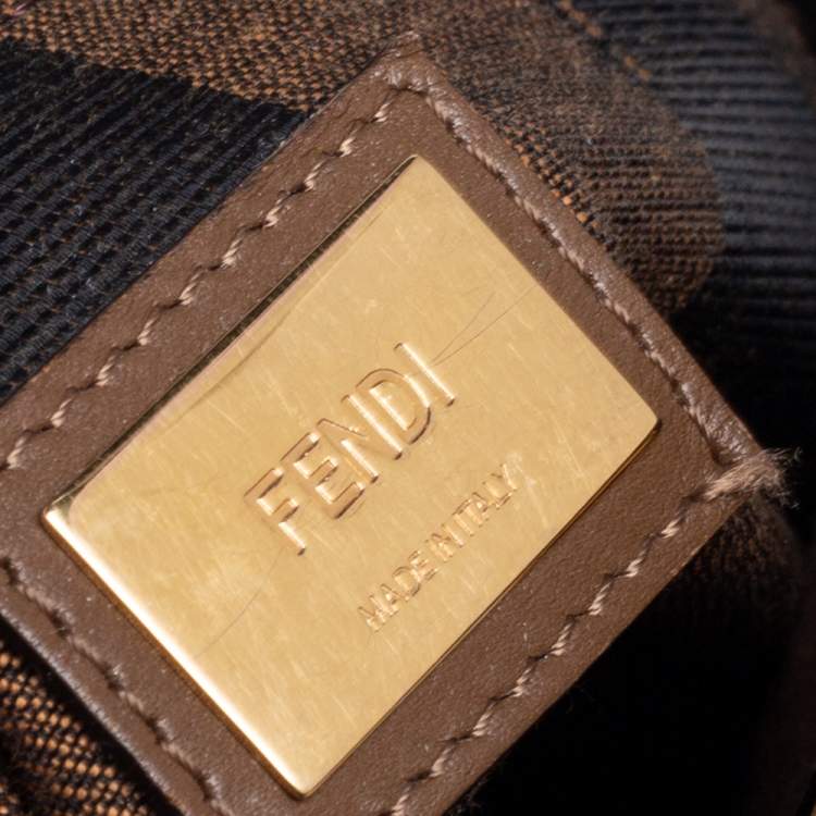 Pre Owned Fendi Dark Brown Leather Medium Peekaboo Top Handle Bag