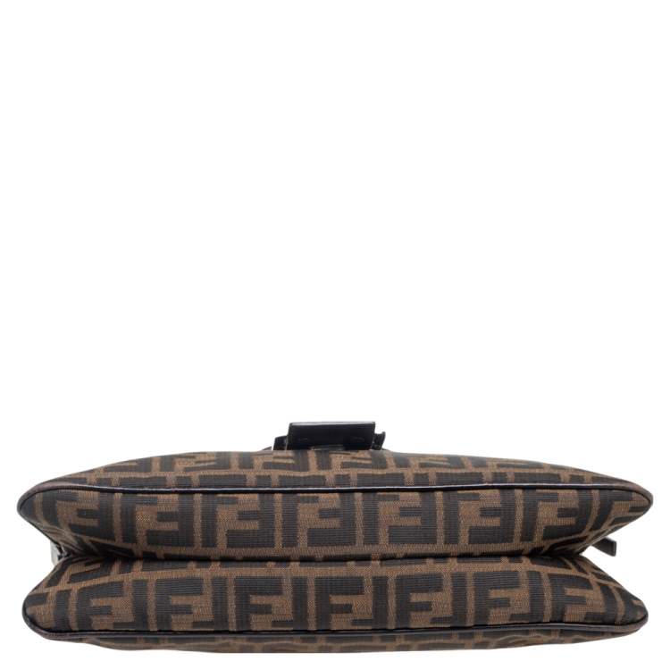 Pre Owned Fendi Tobacco Zucca Canvas and Leather Trim Baguette Bag