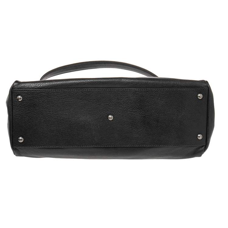 Pre Owned Fendi Black Leather Large Peekaboo Top Handle Bag