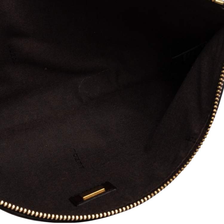 Pre Owned Fendi Tobacco Zucca Suede Flat Pouch