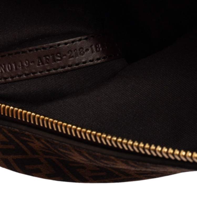 Pre Owned Fendi Tobacco Zucca Suede Flat Pouch