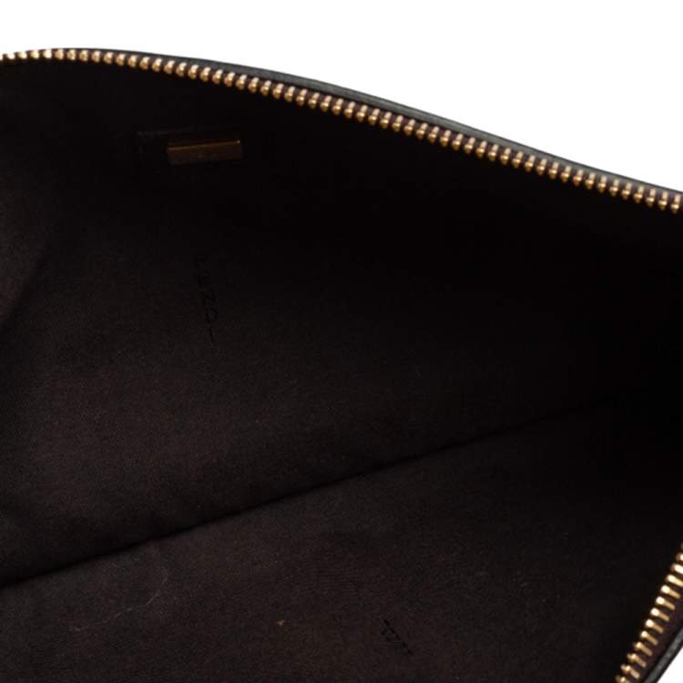 Pre Owned Fendi Tobacco Zucca Suede Flat Pouch