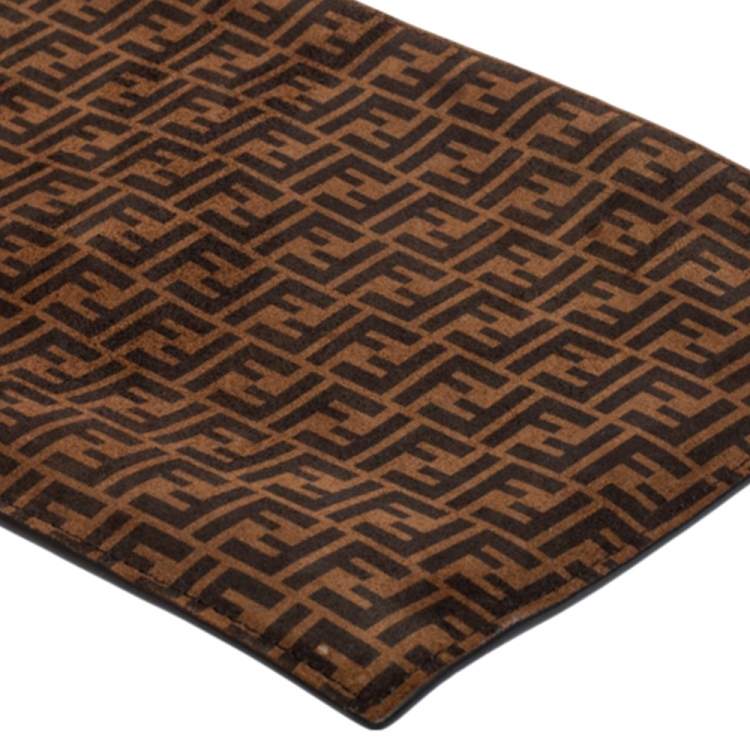 Pre Owned Fendi Tobacco Zucca Suede Flat Pouch