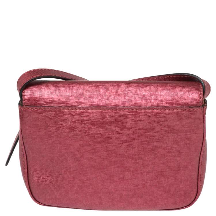 Pre Owned Fendi Metallic Pink Leather Chameleon Crossbody Bag