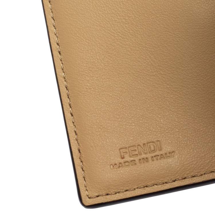 Pre Owned Fendi Dust Grey Leather Peekaboo Trifold Wallet