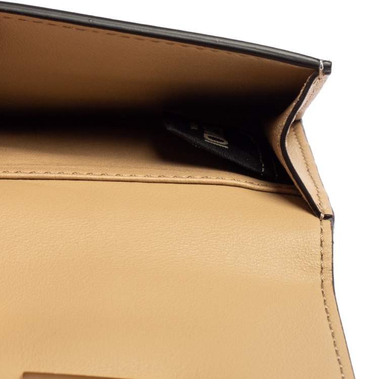 Pre Owned Fendi Dust Grey Leather Peekaboo Trifold Wallet