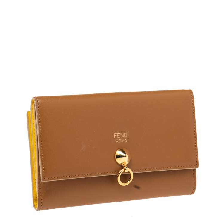 Pre Owned Fendi Brown Leather By The Way Continental Wallet