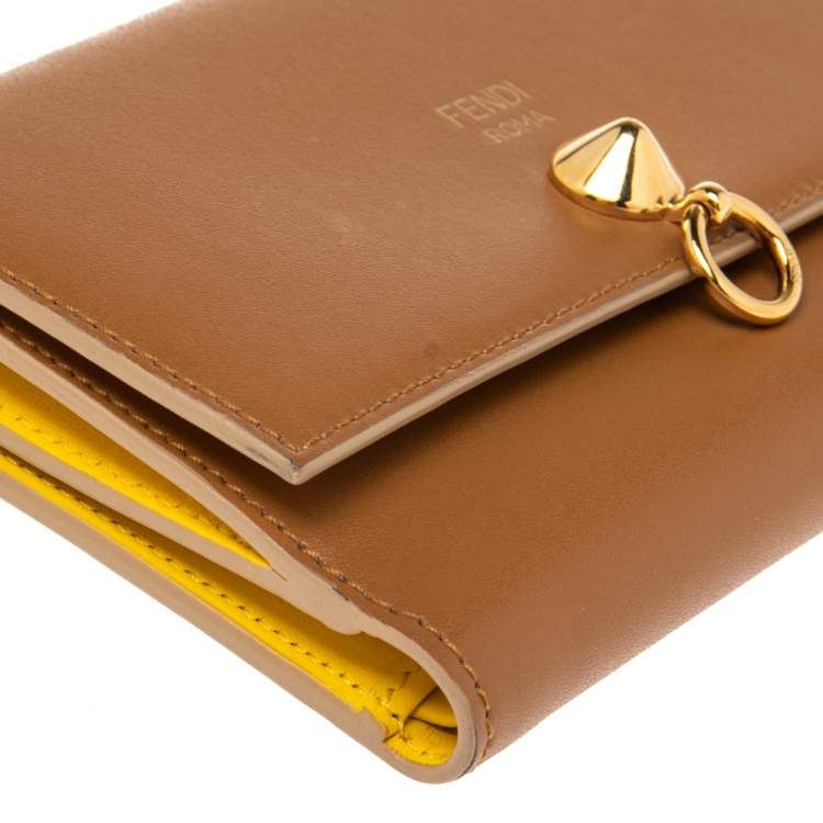 Pre Owned Fendi Brown Leather By The Way Continental Wallet