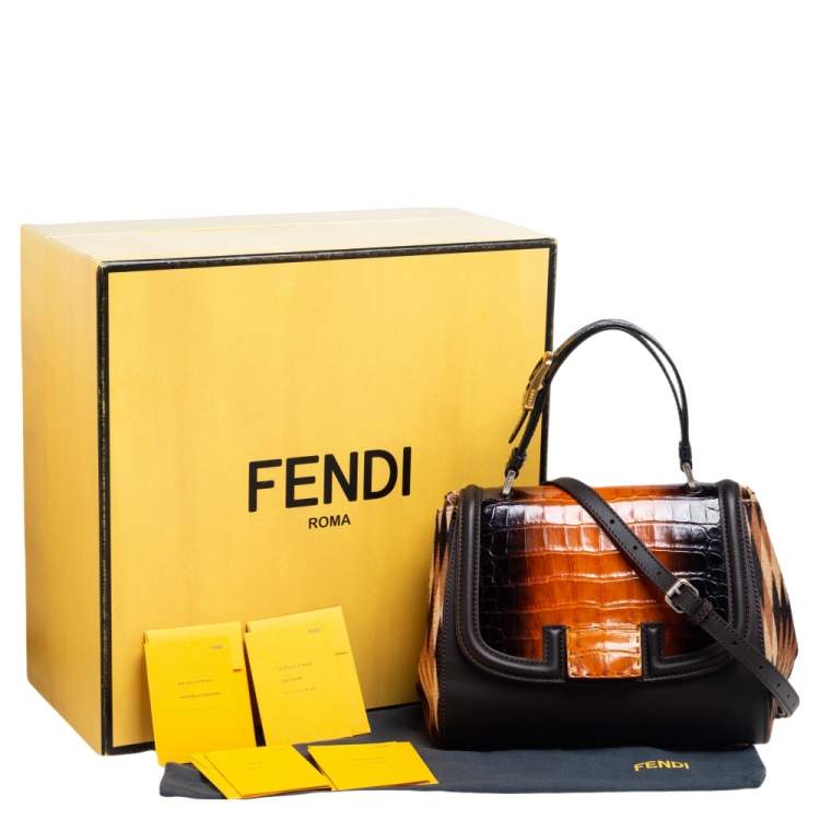 مملوكة مسبقًا Fendi Multicolor Crocodile,Pony Hair and Leather Silvana Top Handle Bag
