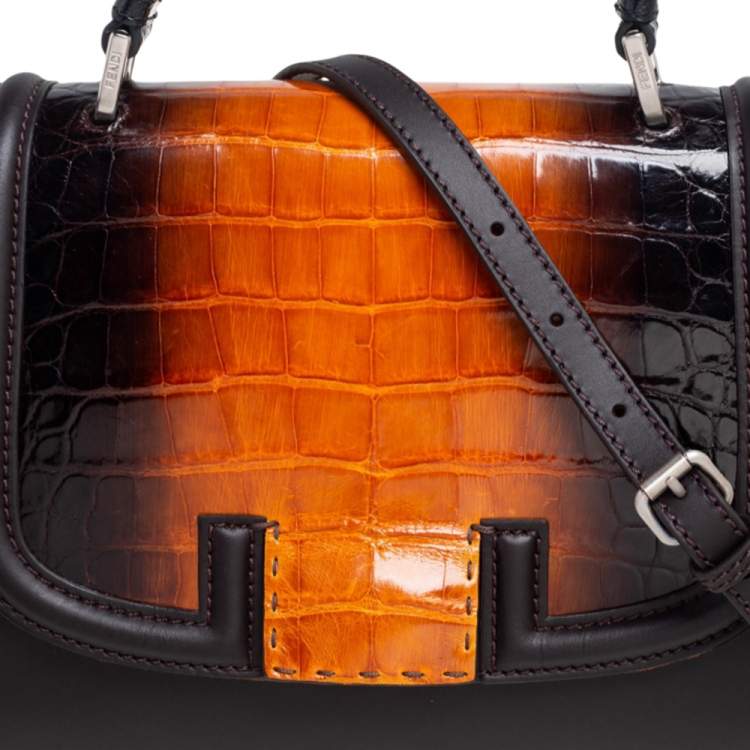 مملوكة مسبقًا Fendi Multicolor Crocodile,Pony Hair and Leather Silvana Top Handle Bag