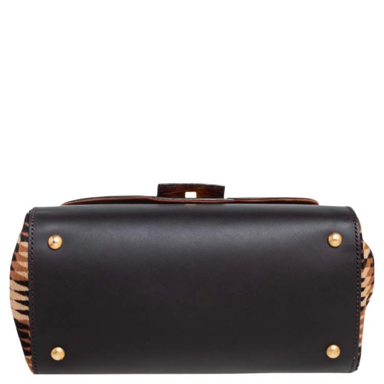 مملوكة مسبقًا Fendi Multicolor Crocodile,Pony Hair and Leather Silvana Top Handle Bag