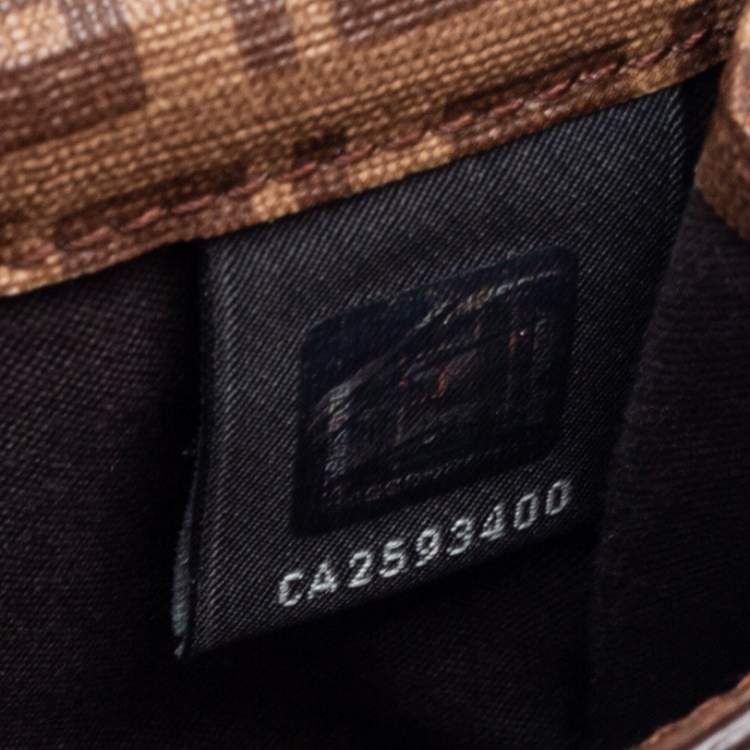 Pre Owned Fendi Brown Zucchino Coated Canvas Compact Wallet