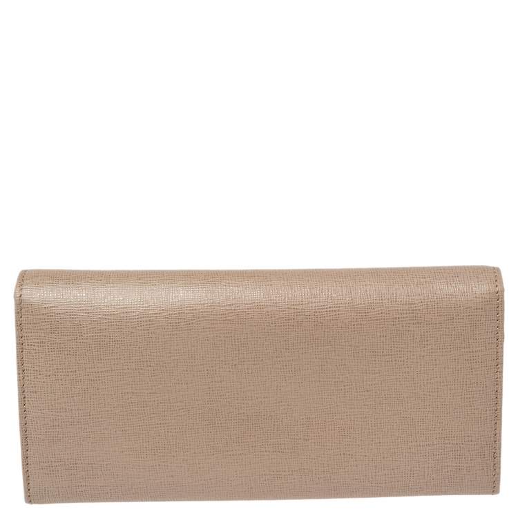 Pre Owned Fendi Beige Leather Crayons Continental Wallet