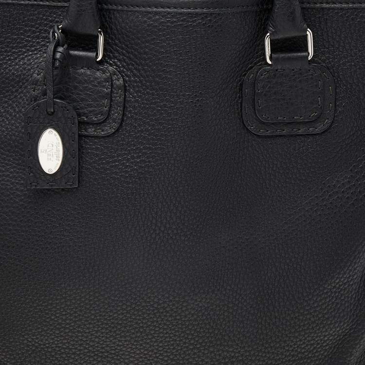 Pre Owned Fendi Black Leather Shopper Tote