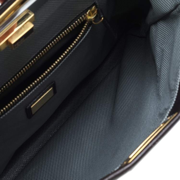 مملوكة مسبقًا Fendi Dark Brown Leather Large Peekaboo Top Handle Bag