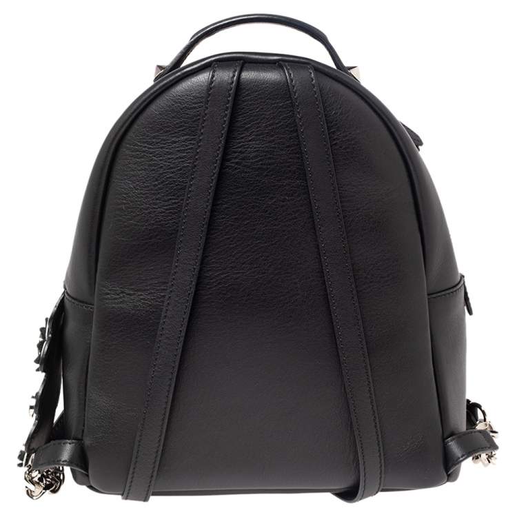 Pre Owned Fendi Black Leather Mini By The Way Backpack