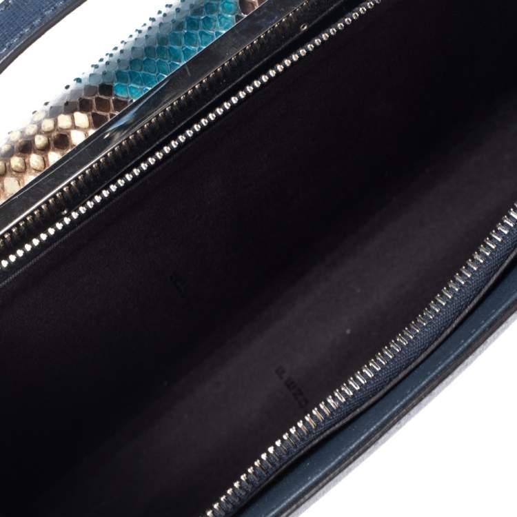 Pre Owned Fendi Multicolor Python And Leather Mini Demi Jour Top Handle Bag