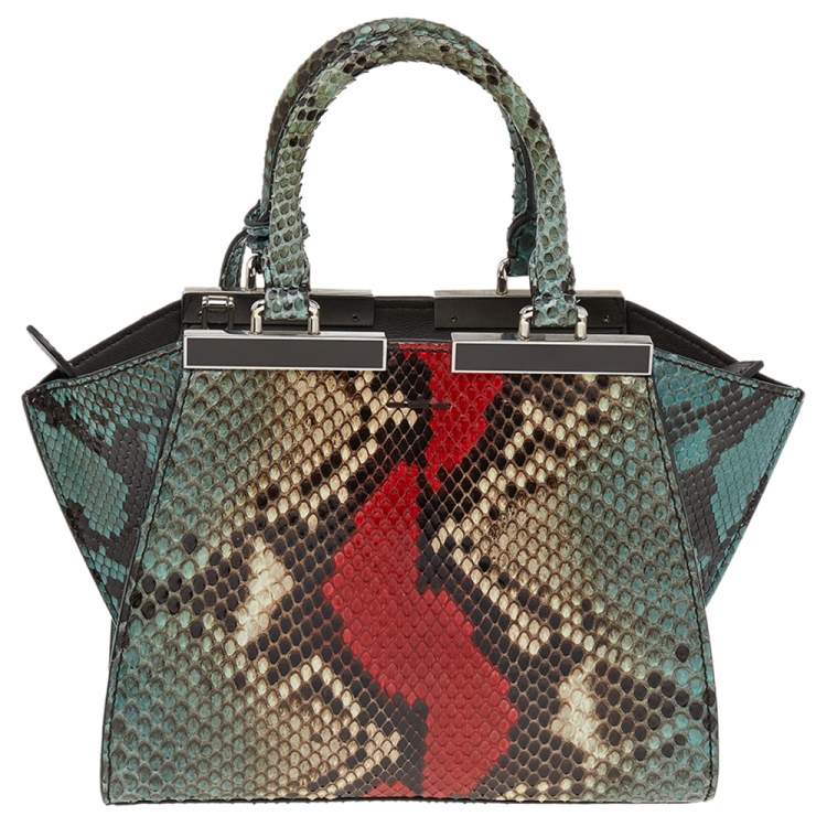 Pre Owned Fendi Multicolor Python Leather Mini 3Jours Tote